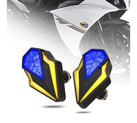 Flush Mount Turn Signals Motorcycle LED Sequential Blinkers 3 Wire Front Indicators Compatible with Yamaha YZF R1 R3 R6 R6S FJ 09 FZ MT 07 09 Honda Kawasaki Suzuki BMW(Blue&Amber)