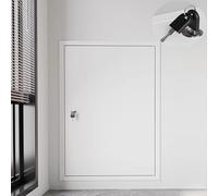 Flush Mount White Metal Access Panel Door - 16x18in/40x45cm Click Mechanism Push to Open/Close Ideal for Indoor/Outdoor Use Access Cover Plate