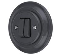 Flush-mounted Porcelain Retro Double Switch, All-in-One, Series PR1 dark grey