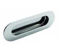 Flush Oval Radius Recessed Sliding Door Pull Handle - Polished Bright Shiny Stainless Steel