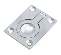 Flush Ring Recessed Pull Handle 63 x 50mm 12mm Depth Polished Chrome Sliding