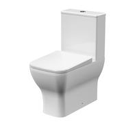 Rimless Flush to Wall Toilet Pan, Cistern & Soft Close Seat - 795 x 385 x 613mm