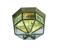 Flush Traditional Antique Brass Ceiling Light With Clear Glass