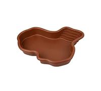 Flushbay Extra Large Reptile Bathing Pool Reptile Feeding Dish Water Bowl with Ramp Aquarium Ornament for Gecko, Snake, Turtle, Bearded Dragon, Lizard Bath (Brown)