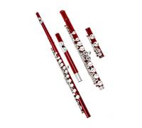 flute 16-key Closed Hole C Flute Beginner Flute Instrument Wipe Kit Glove Holder Through Rod (Color : Red)