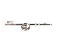 Flute Brooch Pin, Mini Flute Shaped Musical Instrument Lapel Pin/Brooch/Badge Gift Boxed Silver Plated for Gift, Collection (3 X 1.5 X 1.1in, Silver)