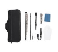 Flute, C Tone E Key 16 Holes Closed Hole Curved Tube Flute, Ni Plated Cupronickel Silver for Beginners Students Adults