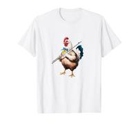 Flute Chicken Hen Toy Train Chicken Musician Flute Value Graphic T-Shirt, Men, White, S