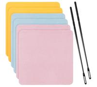 Flute Cleaning Kit, 2 Pcs Flutes Cleaning Rod 4 Pcs Flute Clean Cloth Swabs & Polishing Cloths for Flutes Maintenance Tools (Pink, Yellow, Blue, 20x20cm)