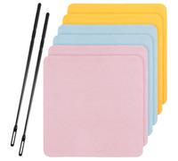 Flute Cleaning Kit, 2pcs Flutes Cleaning Rod 6pcs Flute Clean Cloth Swabs & Polishing Cloths for Flutes Maintenance Tools (Pink, Yellow, Blue, 20x20cm)