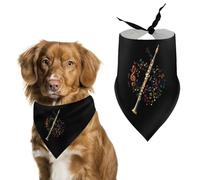 Flute Flutist Musical Note Dog Bandana Pet Scarf for Small Medium Large Dogs Triangle Bibs Photo Prop Gift