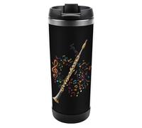 Flute Flutist Musical Note Travel Mug Reusable Stainless Steel Coffee Cup Double Wall with Spill Proof Lid