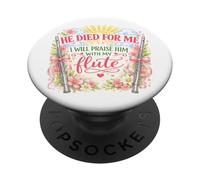 Flute Flutist Player Musician Easter Jesus Risen Girl Women PopSockets Adhesive PopGrip