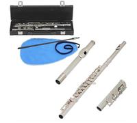 Flute for Beginner 16 Hole Silver Flute Close Key Add E Key Flute For Beginners Flute With Kit Box Gloves Rod Parts