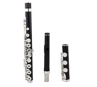 Flute for Beginner Ebony Flute Professional Performance 17 Hole Open B End C Key Silver Plated Flute