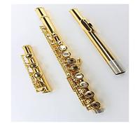 Flute for Beginner Wind Instrument Gold-plated 17-hole Open-hole C-tune Flute White Copper Gold Key B Tail E Key Gold Flute Flute Instrument