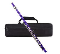 flute,HUIOP Closed Hole C Flute 16 Keys Cupronickel Nickel-plated Wind Instrument with Carry Case Flute Stand Gloves Cleaning Cloth Mini Screwdriver Cleaning Rod,C Tone Flute,flute