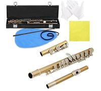 flute instrument 16 Hole Gold And Silver Flute With Dense Keys Plus E Key Flute For Beginners With Set Box Gloves And Rods
