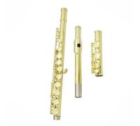 Flute Instrument 16 Holes C Key Flute Western Concert Cupronickel Red Transverse Flute Woodwind Instrument(Golden)