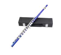 Flute Instrument Flute 16-hole Flute C-key White Copper Tube Leather Box Model Suitable For Beginners To Play At The Examination Level(Dark blue)
