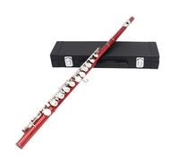 Flute Instrument Flute 16-hole Flute C-key White Copper Tube Leather Box Model Suitable For Beginners To Play At The Examination Level(Red)