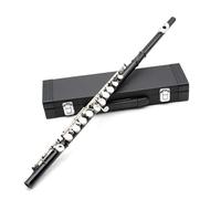 Flute Instrument Flute 16-hole Flute C-key White Copper Tube Leather Box Model Suitable For Beginners To Play At The Examination Level(Black)