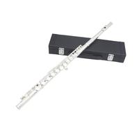Flute Instrument Flute 16-hole Flute C-key White Copper Tube Leather Box Model Suitable For Beginners To Play At The Examination Level(Silver)
