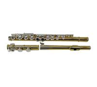 Flute Instrument Flute C Key Gold Plated 16 Hole Closed Hole Open Hole Plus E Key Flute Professional Performance Beginner Instrument(Closed Hole)