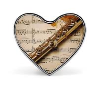 Flute Music Buttons Pin Memorial Boutonniere for Wedding Groom Bride, Customize Lapel Heart Pin for Christmas, Men Women Costume Decorative Fashionable Brooches