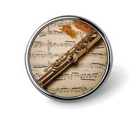 Flute Music Round Badge Personalized Metal Lapel Pin Badges Fit Clothing Bags Hat Humorous Printed Brooch Badge Party Decorations Accessories for Men Women
