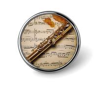 Flute Music Round Badge Personalized Metal Lapel Pin Badges Fit Clothing Bags Hat Humorous Printed Brooch Badge Party Decorations Accessories for Men Women