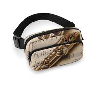 Flute Music Waist Bag Fashion Fanny Bag with Adjustable Strap for Outdoor Workout Cycling Unisex, white, 20x13cm, Waist Bag