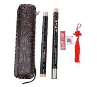 Flute Woodwind Instrument, Perfoce Flute for Beginners, Reddish Brown Bitter Flute with Double Cupro rt, Ele Poem Carved (D Key)