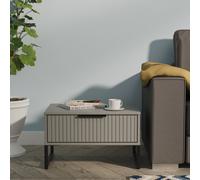 Welcome Furniture Ltd Fluted 1 Drawer Wide Bedside Table in Dusk Grey - Ready Assembled, Grey