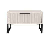 Welcome Furniture Ltd Fluted 1 Drawer Wide Bedside Table in Kashmir Matt - Ready Assembled, Cream