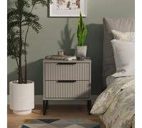 Fluted 2 Drawer Bedside in Dusk Grey - Ready Assembled - Lewis's Home | TJ Hughes