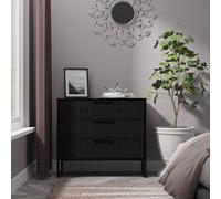 Welcome Furniture Ltd Fluted 3 Drawer Chest in Black Ash - Ready Assembled, Black