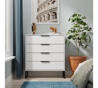 Fluted 4 Drawer Chest in White Matt - Ready Assembled - Lewis's Home | TJ Hughes
