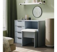 Welcome Furniture Ltd Fluted 4 Drawer Vanity in Denim Blue - Ready Assembled, Blue