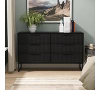 Welcome Furniture Ltd Fluted 6 Drawer Wide Chest in Black Ash - Ready Assembled, Black
