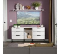 Fluted 6 Drawer Sideboard in White Matt - Ready Assembled - Lewis's Home | TJ Hughes