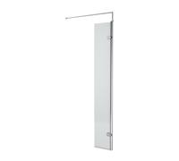 Fluted 8mm Toughened Safety Glass Hinged Return Screen with Support Bar, Chrome - 300mm