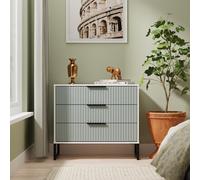 Fluted Chest - 3 Drawer - Duck and White Matt