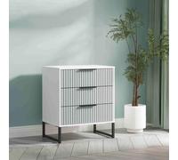 Fluted Chest - 3 Drawer - Midi - Duck and White Matt