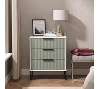 Fluted Chest - 3 Drawer - Midi - Reed Green and White Matt