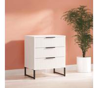 Fluted Chest - 3 Drawer - Midi - White Matt