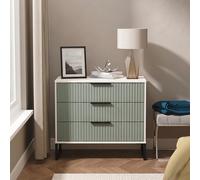 Fluted Chest - 3 Drawer - Reed Green and White Matt