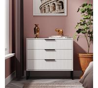 Fluted Chest - 3 Drawer - White Matt