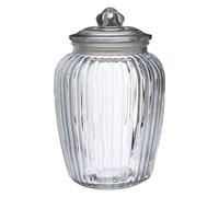 Fluted Design Glass Storage Jar Rounded Knob Lid