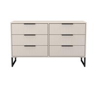 Fluted Large Chest of Drawers Off-White 6 Drawers 115cm